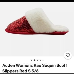 Auden Women's Red and White Sequin Slippers. Size Small 5/6. New